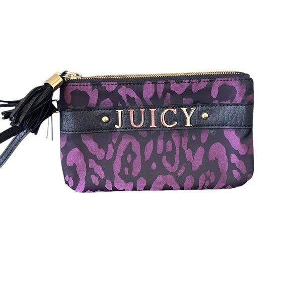 Juicy Couture Black and Purple Zebra Print Wristlet - Picture 1 of 10